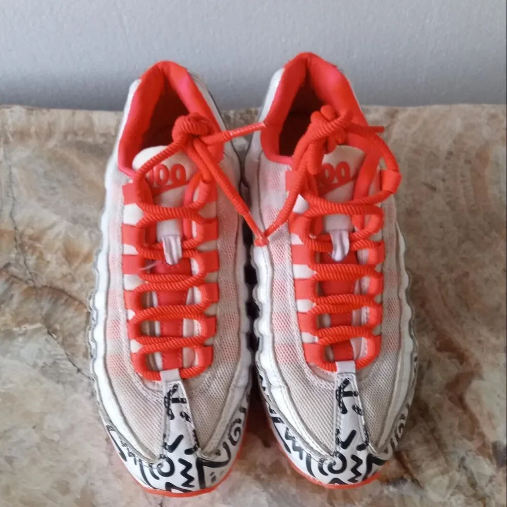 Nike Air Max 95 QS GS Shoes Cramoisi White Black Orange AH3808-100 Youth Size 5